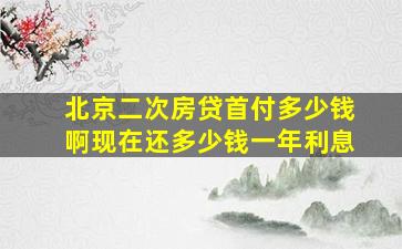 北京二次房贷首付多少钱啊现在还多少钱一年利息