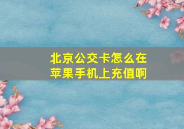 北京公交卡怎么在苹果手机上充值啊