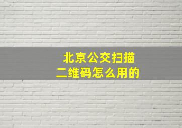 北京公交扫描二维码怎么用的