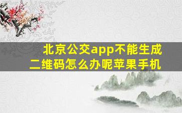 北京公交app不能生成二维码怎么办呢苹果手机