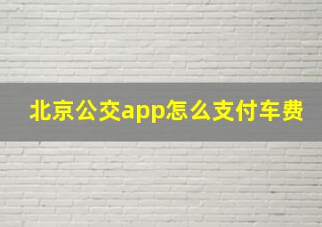 北京公交app怎么支付车费