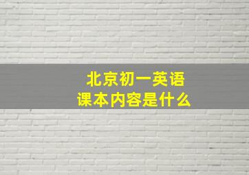 北京初一英语课本内容是什么