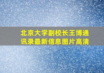 北京大学副校长王博通讯录最新信息图片高清