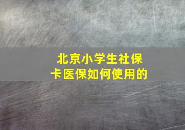 北京小学生社保卡医保如何使用的