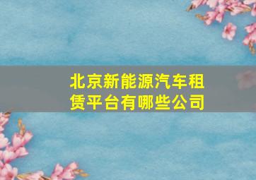 北京新能源汽车租赁平台有哪些公司