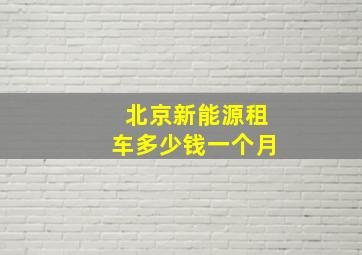 北京新能源租车多少钱一个月