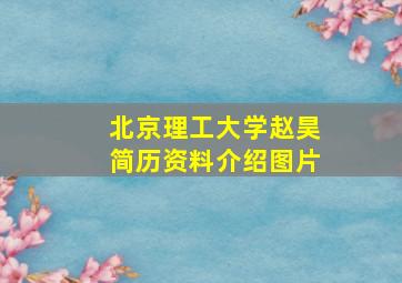 北京理工大学赵昊简历资料介绍图片