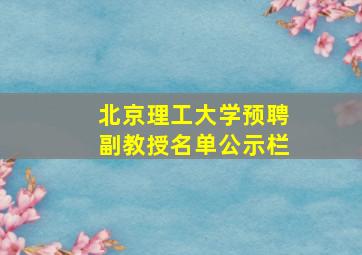 北京理工大学预聘副教授名单公示栏