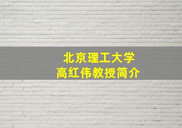 北京理工大学高红伟教授简介