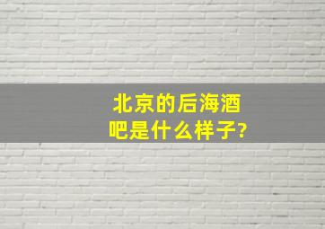 北京的后海酒吧是什么样子?