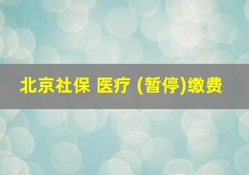 北京社保 医疗 (暂停)缴费