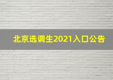 北京选调生2021入口公告