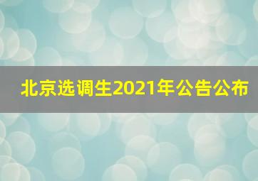 北京选调生2021年公告公布