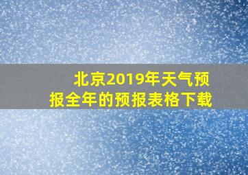 北京2019年天气预报全年的预报表格下载