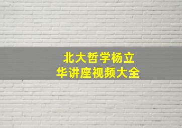 北大哲学杨立华讲座视频大全