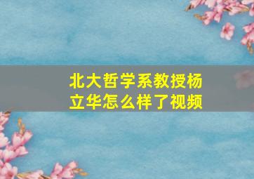 北大哲学系教授杨立华怎么样了视频