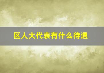 区人大代表有什么待遇