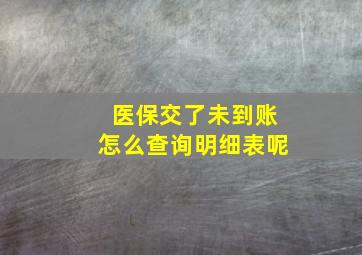 医保交了未到账怎么查询明细表呢