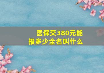 医保交380元能报多少全名叫什么