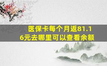 医保卡每个月返81.16元去哪里可以查看余额