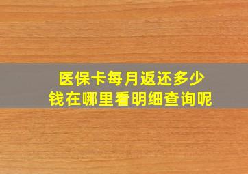 医保卡每月返还多少钱在哪里看明细查询呢