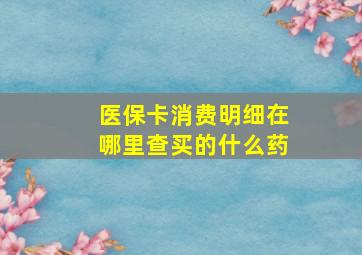 医保卡消费明细在哪里查买的什么药