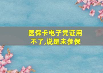 医保卡电子凭证用不了,说是未参保