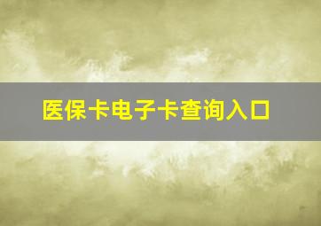 医保卡电子卡查询入口