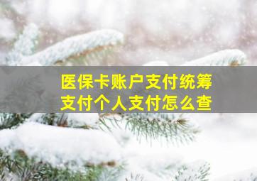 医保卡账户支付统筹支付个人支付怎么查