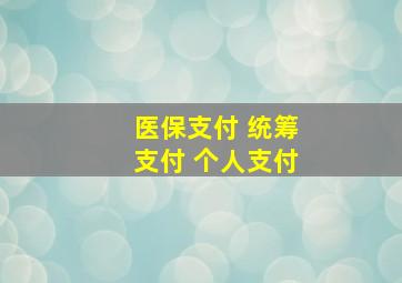 医保支付 统筹支付 个人支付