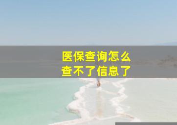 医保查询怎么查不了信息了