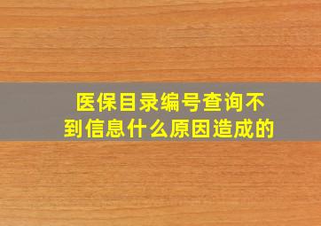 医保目录编号查询不到信息什么原因造成的