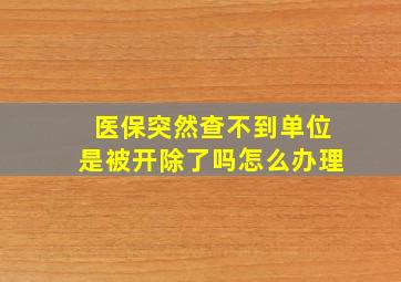 医保突然查不到单位是被开除了吗怎么办理