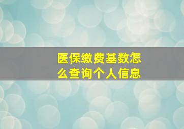 医保缴费基数怎么查询个人信息