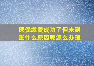 医保缴费成功了但未到账什么原因呢怎么办理