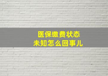 医保缴费状态未知怎么回事儿