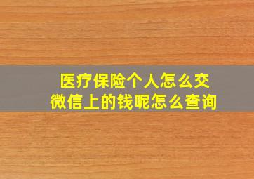 医疗保险个人怎么交微信上的钱呢怎么查询