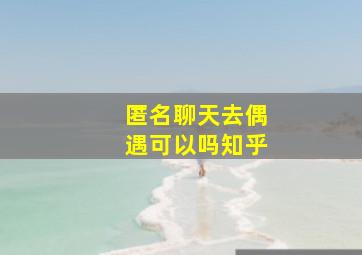 匿名聊天去偶遇可以吗知乎