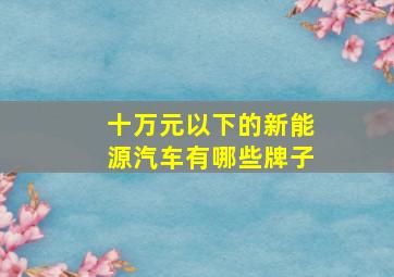 十万元以下的新能源汽车有哪些牌子