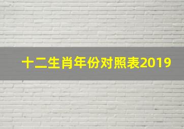 十二生肖年份对照表2019