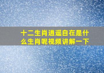 十二生肖逍遥自在是什么生肖呢视频讲解一下