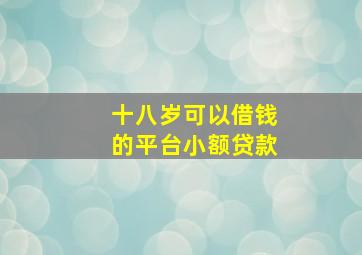 十八岁可以借钱的平台小额贷款