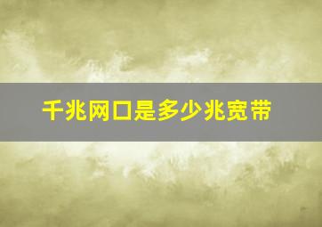 千兆网口是多少兆宽带