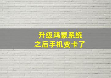 升级鸿蒙系统之后手机变卡了