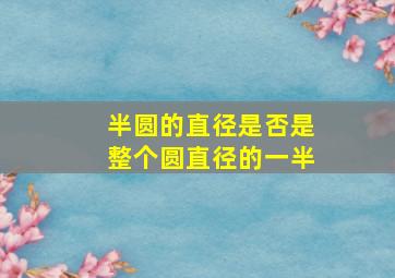 半圆的直径是否是整个圆直径的一半