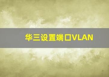 华三设置端口VLAN