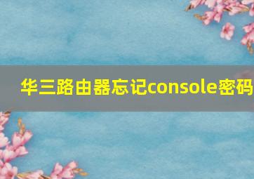 华三路由器忘记console密码