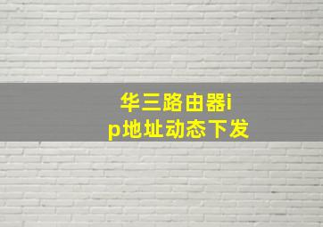 华三路由器ip地址动态下发