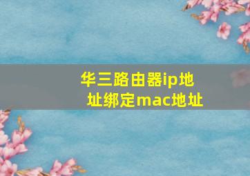 华三路由器ip地址绑定mac地址