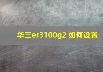 华三er3100g2 如何设置